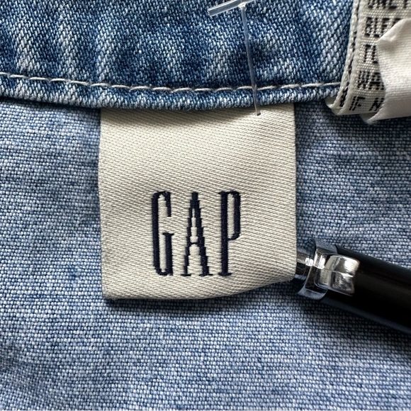 Vintage Gap Dress Denim Button Front Sleeveless Mini 100% Cotton Blue Sz 10 - Picture 8 of 11